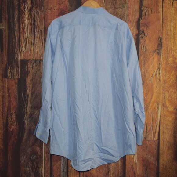 LANDS' END Men's 18.5 - 36T Traditional Fit No Iron Supima Pinpoint Dress Shirt - Picture 4 of 6